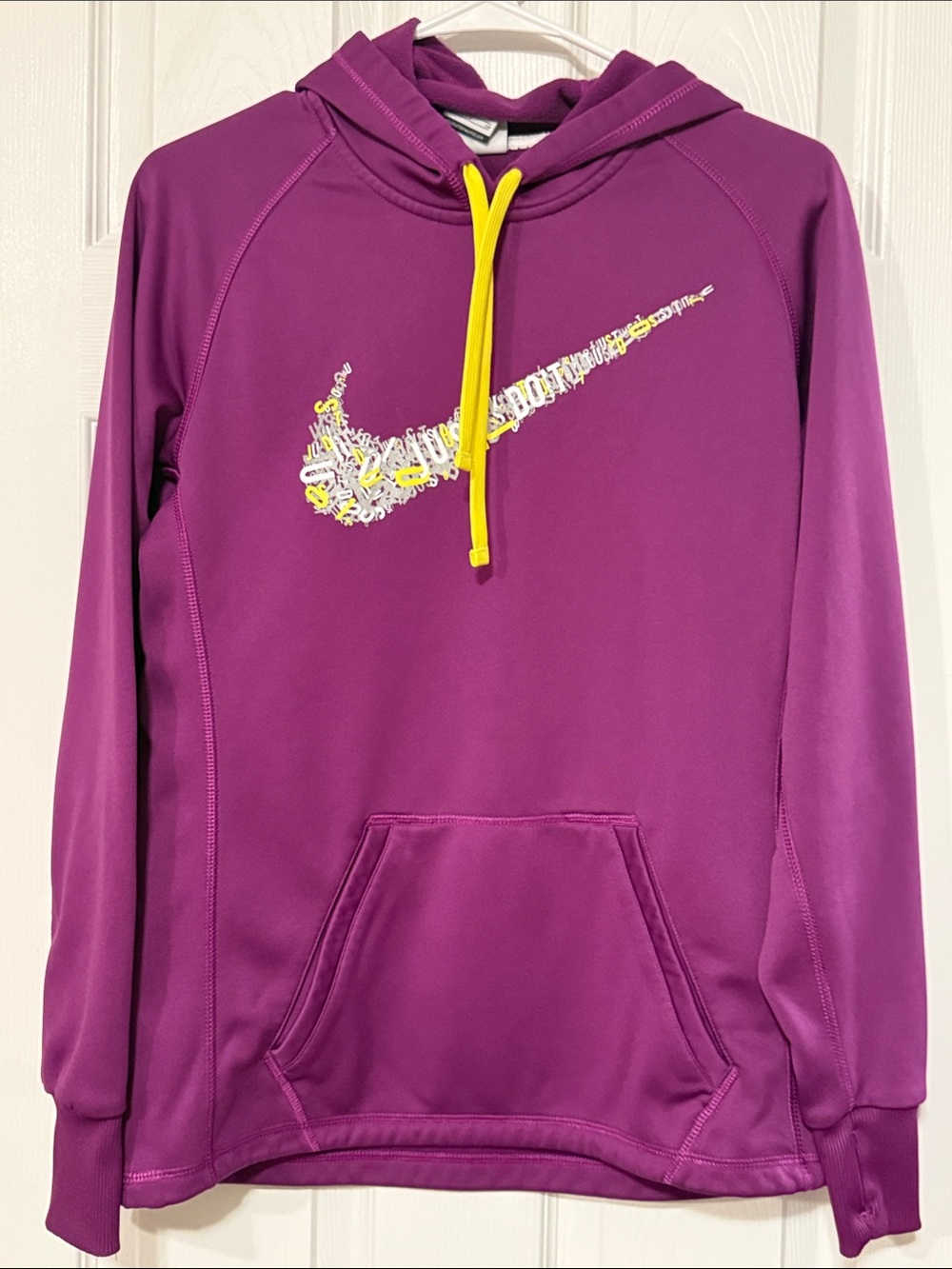 Nike Women’s Purple Pullover Hoodie with Yellow Drawcord